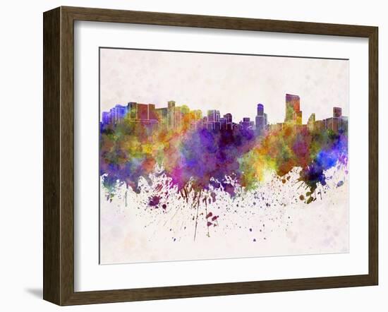 Orlando Skyline in Watercolor Background-paulrommer-Framed Art Print