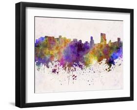 Orlando Skyline in Watercolor Background-paulrommer-Framed Art Print