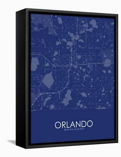 Orlando, United States of America Blue Map-null-Framed Stretched Canvas