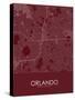 Orlando, United States of America Red Map-null-Stretched Canvas