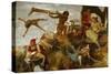 Orlandos Battle against the highwaymen.-Arnold Böcklin-Stretched Canvas