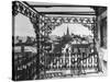 Orleans Street, Center of Old French Quarter of City, Through Grillwork of a Balcony-Andreas Feininger-Stretched Canvas