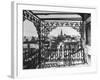 Orleans Street, Center of Old French Quarter of City, Through Grillwork of a Balcony-Andreas Feininger-Framed Photographic Print