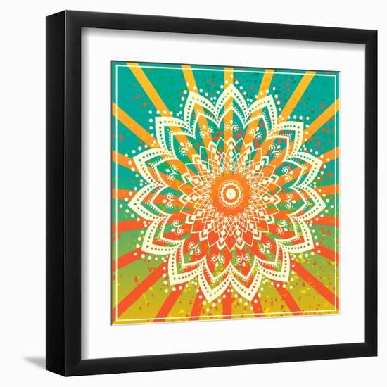 Ornament Black White Card with Mandala. Geometric Circle Element Made in Vector. Perfect Cards for-An Vino-Framed Art Print