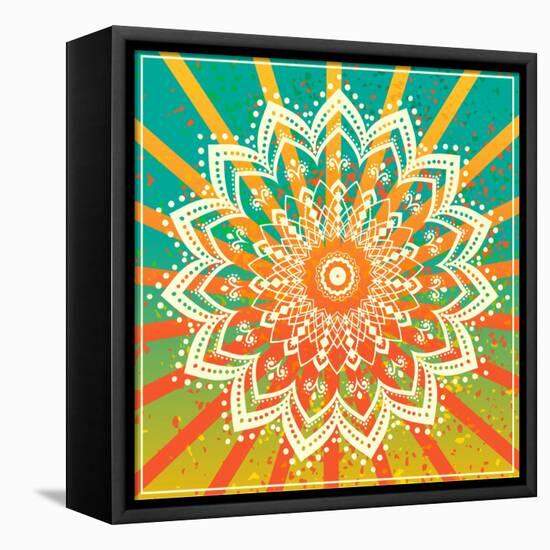 Ornament Black White Card with Mandala. Geometric Circle Element Made in Vector. Perfect Cards for-An Vino-Framed Stretched Canvas