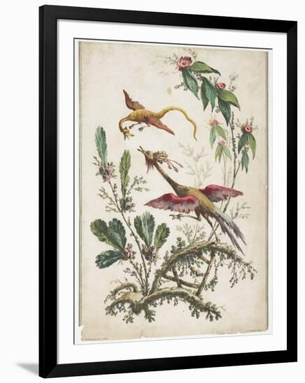 Ornament. Chinoiserie. Flowers and Birds., 1770-Jean Baptiste Pillement-Framed Giclee Print