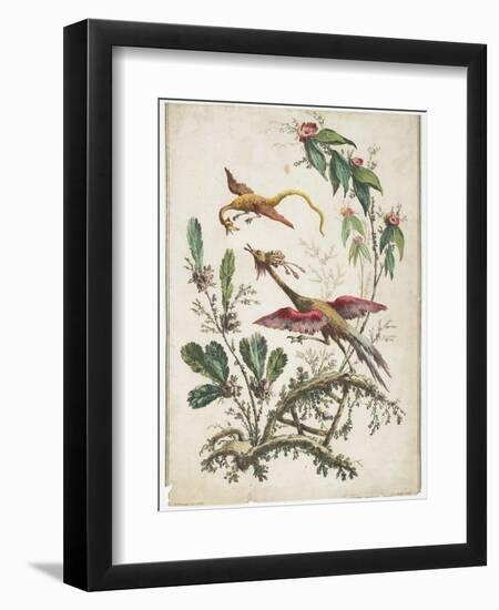 Ornament. Chinoiserie. Flowers and Birds., 1770-Jean Baptiste Pillement-Framed Premium Giclee Print