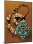 Ornament for Carrying Gau Talisman, Silver-Gilt Bezels with Coral and Turquoise, Region of Tibet-null-Mounted Giclee Print
