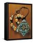 Ornament for Carrying Gau Talisman, Silver-Gilt Bezels with Coral and Turquoise, Region of Tibet-null-Framed Stretched Canvas