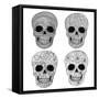 Ornament Skull Set-cherry blossom girl-Framed Stretched Canvas