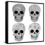 Ornament Skull Set-cherry blossom girl-Framed Stretched Canvas