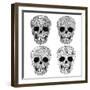 Ornament Skull Set-cherry blossom girl-Framed Premium Giclee Print