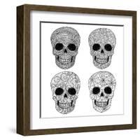 Ornament Skull Set-cherry blossom girl-Framed Art Print