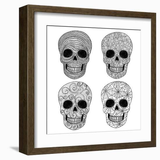 Ornament Skull Set-cherry blossom girl-Framed Art Print