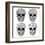 Ornament Skull Set-cherry blossom girl-Framed Art Print