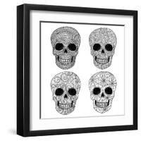 Ornament Skull Set-cherry blossom girl-Framed Art Print