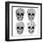 Ornament Skull Set-cherry blossom girl-Framed Art Print