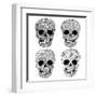 Ornament Skull Set-cherry blossom girl-Framed Art Print