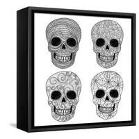 Ornament Skull Set-cherry blossom girl-Framed Stretched Canvas