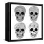 Ornament Skull Set-cherry blossom girl-Framed Stretched Canvas