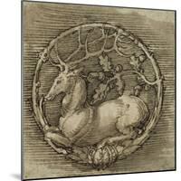 Ornament with a Deer Lying in a Circle of Oak Branch-Albrecht Dürer-Mounted Giclee Print