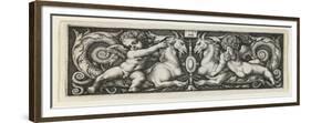 Ornament with Two Genii Riding on Two Chimeras, 1544-Hans Sebald Beham-Framed Premium Giclee Print