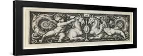 Ornament with Two Genii Riding on Two Chimeras, 1544-Hans Sebald Beham-Framed Giclee Print