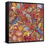 Ornamental Floral Pattern: Rainbow Floral Pattern-shumo4ka-Framed Stretched Canvas