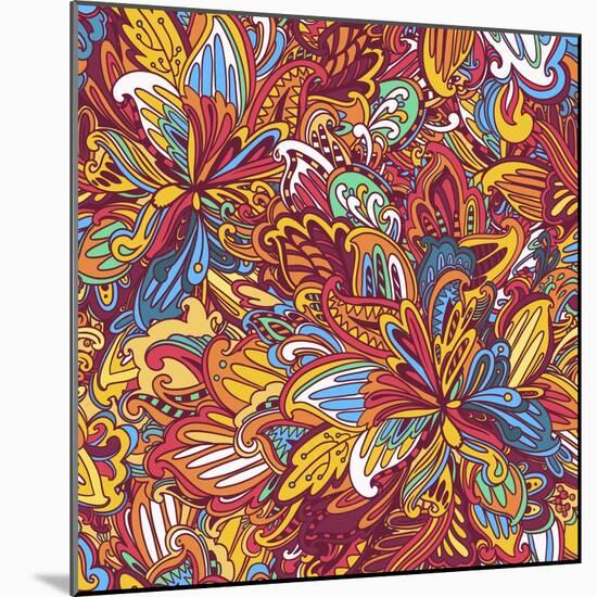 Ornamental Floral Pattern: Rainbow Floral Pattern-shumo4ka-Mounted Art Print