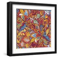 Ornamental Floral Pattern: Rainbow Floral Pattern-shumo4ka-Framed Art Print