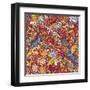 Ornamental Floral Pattern: Rainbow Floral Pattern-shumo4ka-Framed Art Print