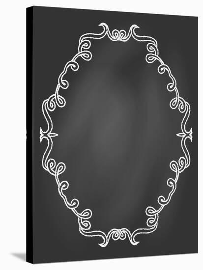 Ornamental Frame on Chalkboard-tukkki-Stretched Canvas