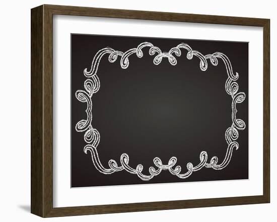 Ornamental Frame on Chalkboard-tukkki-Framed Art Print