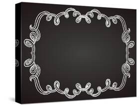 Ornamental Frame on Chalkboard-tukkki-Stretched Canvas