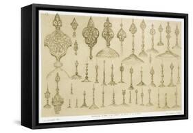 Ornamental Knobs Shaped as Domes and Minarets, from "Art and Industry"-Jean Francois Albanis De Beaumont-Framed Stretched Canvas