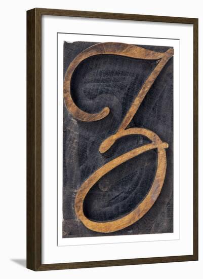 Ornamental Letter Z - Script Font - Isolated Letterpress Wood Type Printing Block-PixelsAway-Framed Art Print