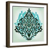 Ornamental Navy Pattern II-Anna Polanski-Framed Art Print