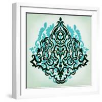 Ornamental Navy Pattern II-Anna Polanski-Framed Art Print