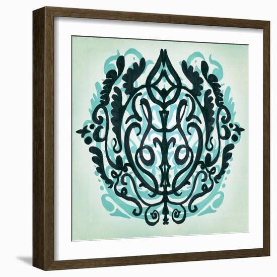 Ornamental Navy Pattern II-Anna Polanski-Framed Art Print