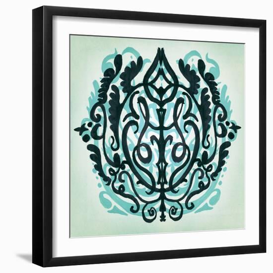 Ornamental Navy Pattern II-Anna Polanski-Framed Art Print