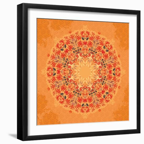 Ornamental Round Floral Lace Pattern-shumo4ka-Framed Art Print