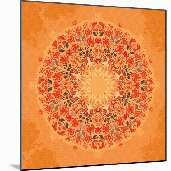 Ornamental Round Floral Lace Pattern-shumo4ka-Mounted Art Print