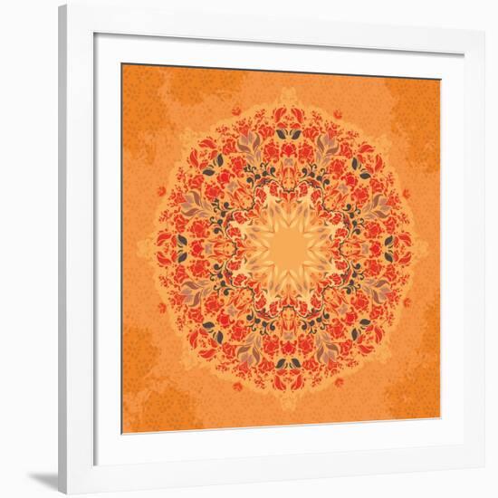 Ornamental Round Floral Lace Pattern-shumo4ka-Framed Art Print