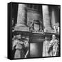 Ornate Archway, Statuary Inside Reichstag Building in Graffiti by Conquering Russian Soldiers-William Vandivert-Framed Stretched Canvas