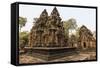 Ornate Carvings in Red Sandstone at Banteay Srei Temple in Angkor, Siem Reap, Cambodia-Michael Nolan-Framed Stretched Canvas