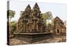 Ornate Carvings in Red Sandstone at Banteay Srei Temple in Angkor, Siem Reap, Cambodia-Michael Nolan-Stretched Canvas