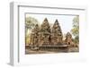 Ornate Carvings in Red Sandstone at Banteay Srei Temple in Angkor, Siem Reap, Cambodia-Michael Nolan-Framed Photographic Print