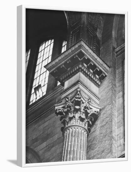 Ornate Classical Corinthian Column in Interior of Penn Station-Walker Evans-Framed Photographic Print