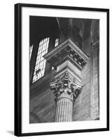 Ornate Classical Corinthian Column in Interior of Penn Station-Walker Evans-Framed Photographic Print