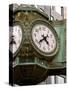 Ornate clock on building in downtown, Chicago, Illinois, USA-Alan Klehr-Stretched Canvas